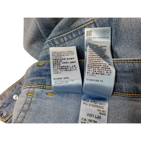 Levis Womens High-Rise Tapered Jeans Size 31x28 Recycled Denim Light Wash - Picture 13 of 13